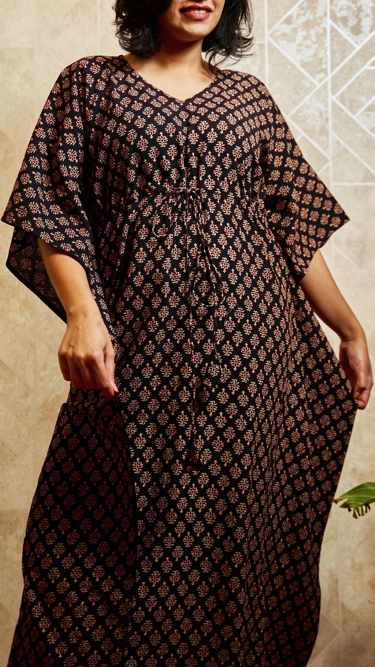 Aarvee Block-Printed Long Kaftan