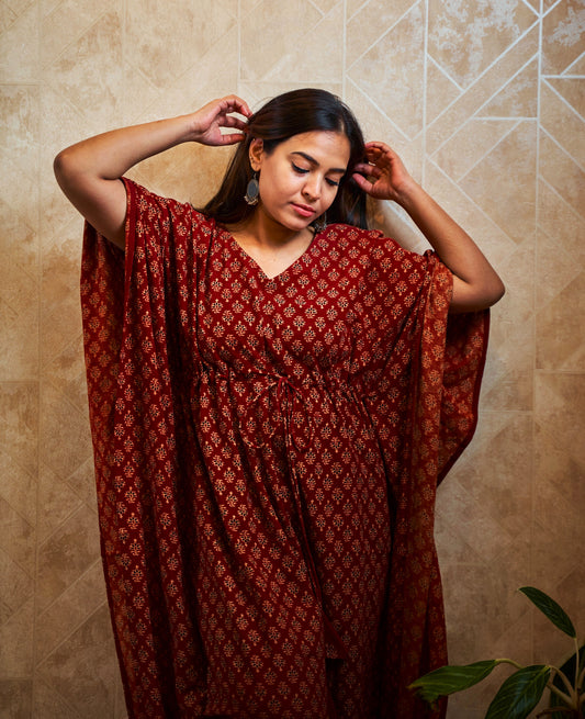 Avhni Block-Printed Long Kaftan