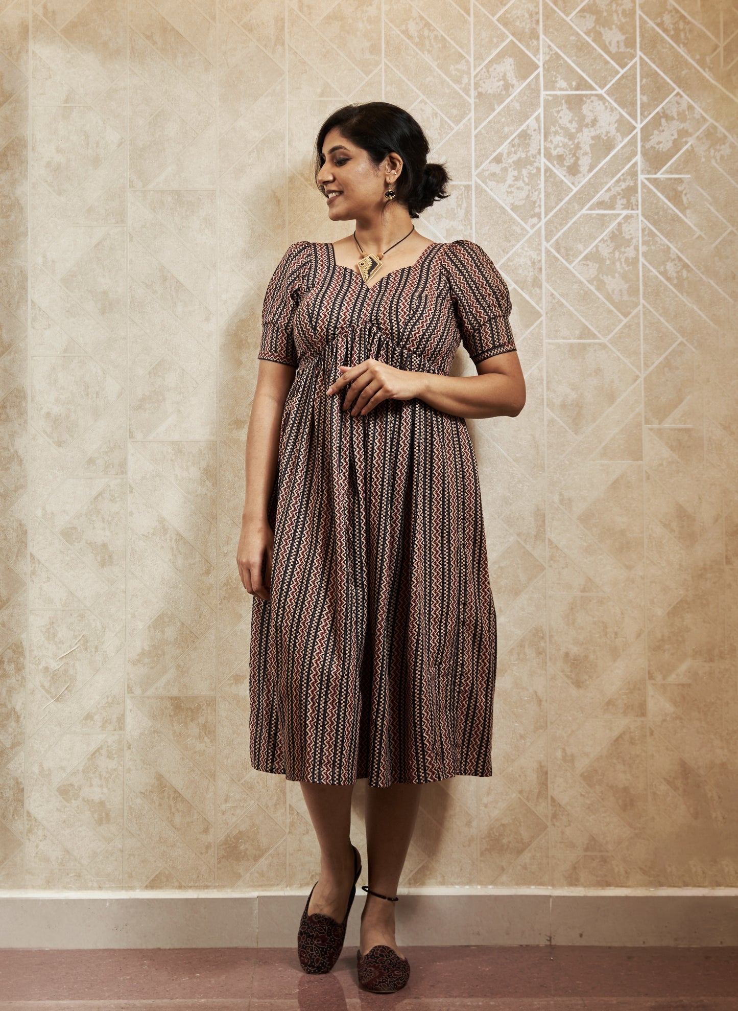 Poorva Kantha Puffed Sleeve Dress