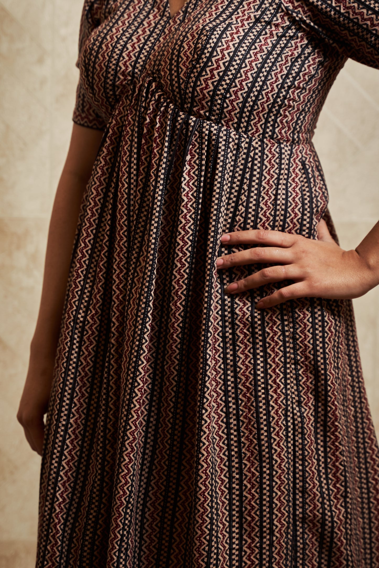 Poorva Kantha Puffed Sleeve Dress