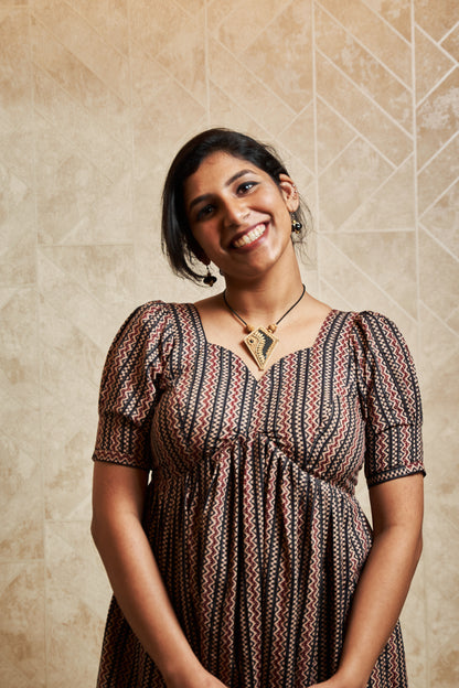 Poorva Kantha Puffed Sleeve Dress