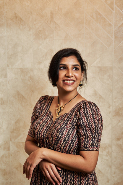 Poorva Kantha Puffed Sleeve Dress