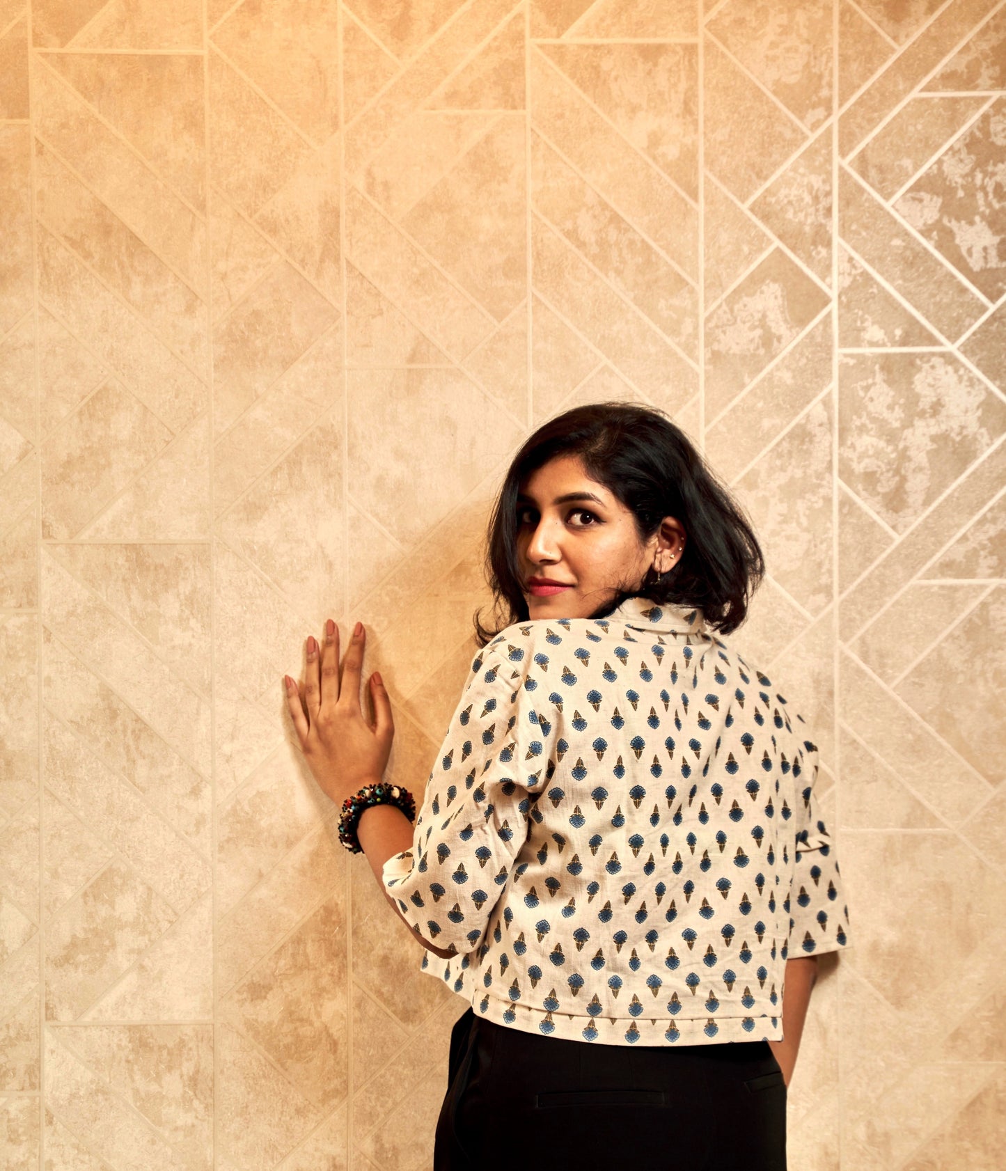 Neel-Kamal Floral Motif Cropped Shirt
